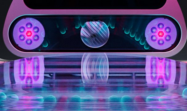 SunSphere facial cassettes lit above the shoulder area of the KBL P9S